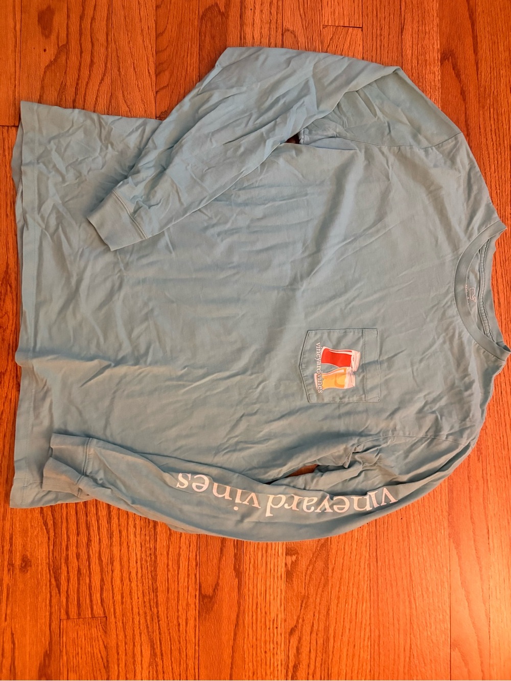 Vineyard Vines Sky Blue Long-Sleeve Pocket Tee with Pocket Graphic